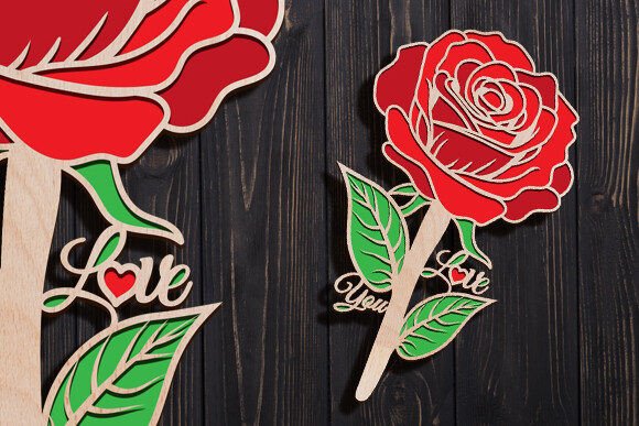 3D Beautiful Wood Rose Laser Cut SVG