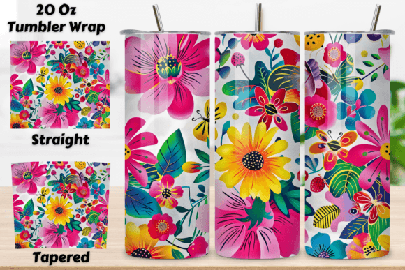 3D Floral Tumbler Wrap Design Seamless