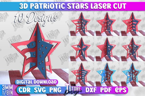 3D Patriotic Stars Laser Cut Bundle CNC: A Versatile Digital Resource for Creative Projects