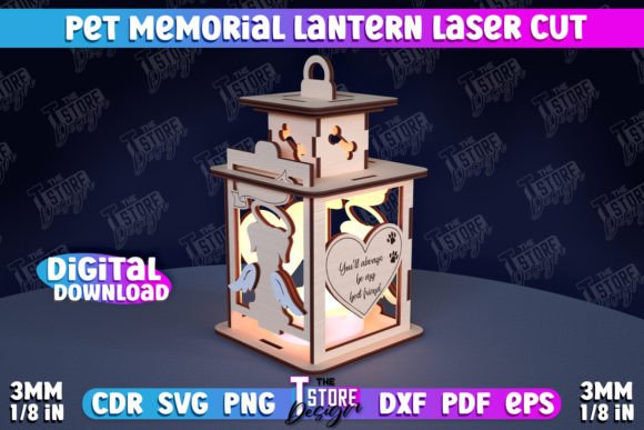3D Pet Memorial Lantern Laser Cut Design