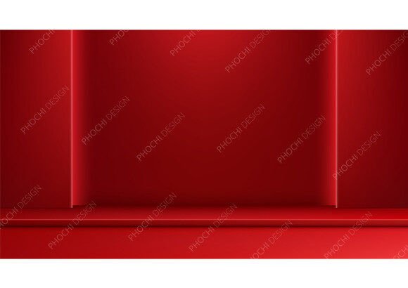 3D Red Stage Podium with Spotlight