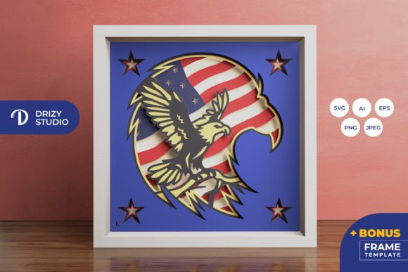4th of July 3D Shadow Box – Eagle Head: A Creative Way to Celebrate Independence Day