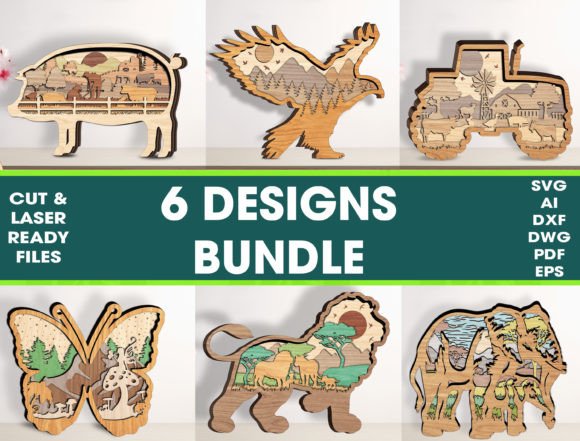 6 Designs 3D Layered Cut File Bundle: A Versatile Solution for Laser Cutting Projects