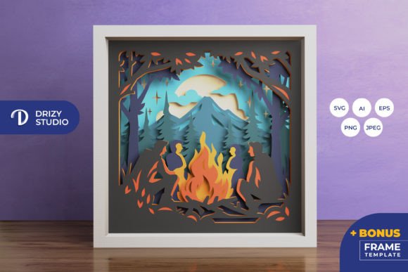 Campfire with Friends 3D Shadow Box