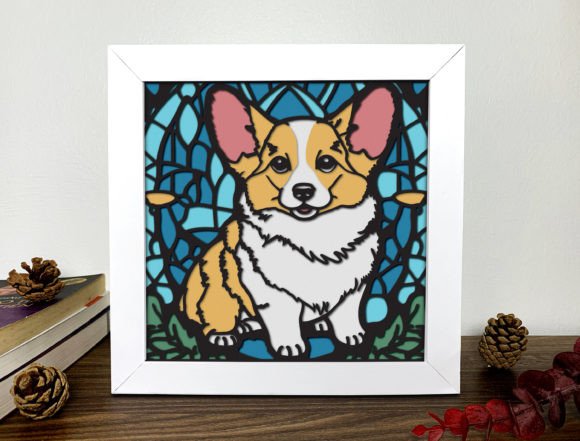 Corgy Stained Glass 3D Box-Alleylightbox: A Creative Digital Solution for Paper Art Enthusiasts
