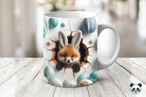 Easter Baby Fox 3D Mug Wrap: A Unique Sublimation Design for Easter Enthusiasts