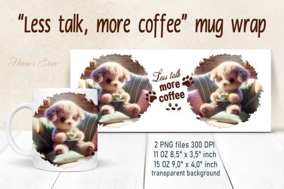 Funny 3d Dog Coffee Mug Wrap Sublimation