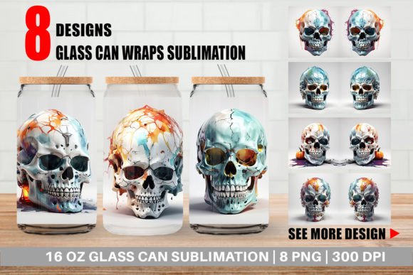 Glass Can 3D Skull Halloween