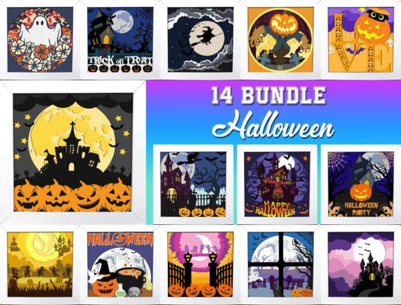 Halloween 3D Shadow Box Template for Creative Expression