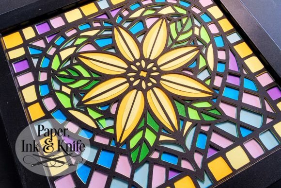 Sunflower Stained Glass 3D Shadowbox